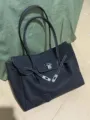 Black PVC jelly tote bag large capacity shoulder handbag with classic luxury design - Black