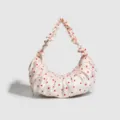 Beige red polka dot pleated dumpling shoulder bag casual stylish hobo bag for women main view - Red Polka Dot Bag