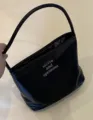 Black leather shoulder underarm bag with pink embroidery letters, stylish Korean style. - Black
