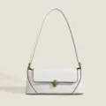 Sac baguette blanc minimaliste pour femme, sac à épaule rétro unicolore élégant. - Sac Blanc