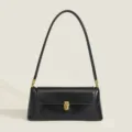 Sac épaule baguette vintage noir classique pour femme, élégant sac à main minimaliste en PU. - Sac à Main Noir