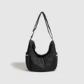 Borsa a tracolla in tela a pois neri e bianchi, borsa casual da donna per il lavoro. - Stile Balletto Pois Neri