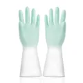 Gradient waterproof latex cleaning gloves, anti-slip dishwashing housework gloves for women - S / Morandi Two-Tone Blue