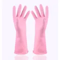 Durable pink household rubber cleaning gloves waterproof non-slip dishwashing gloves pair - Light Pink