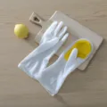 Multifunctional household cleaning gloves with silicone scrubber palm for kitchen dishwashing. - One Size / Yellow