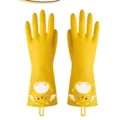 Yellow PVC dishwashing gloves, waterproof and anti-slip household cleaning gloves for kitchen. - S / Little Bear Style