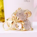 Crystal rhinestone sheep keychain cute metal bag pendant charm keyring for women gift - White Sheep