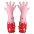 Long waterproof household cleaning gloves for washing dishes and kitchen chores with cute bear print. - One Size / Pink Single-Layer Shiba Inu