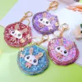 Cute Rhinestone Bunny Mirror Keychain Women Bag Pendant Pearl Makeup Key Ring Gift - Single OPP Bag Packaging / Random Color