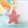 Pink rhinestone star keychain sparkling alloy car key ring bag pendant cute gift charm - Single Piece / Pink
