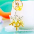 Crystal Rhinestone Snowflake Keychain Metal Cute Bag Pendant Car Key Ring Gift For Women - Single OPP Bag Packaging / A820 Rhinestone Snowflake Yellow White Gradient