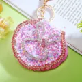 Rhinestone Rabbit Ear Mirror Keychain Cute Glitter Bag Pendant Makeup Mirror Gift for Women - Single OPP Bag Packaging / Pink