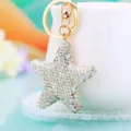 Sparkling crystal rhinestone star keychain keyring luxury bag charm purse pendant gift - Single Piece / White