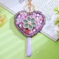 Rhinestone heart mirror keychain cute crystal lollipop bag pendant sparkling key ring gift - Single Piece / Purple