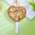 Heart-shaped glitter makeup mirror keychain cute rhinestone bag pendant key ring gold - Single OPP Bag Packaging / Gold