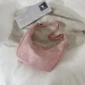 Women soft pink crossbody hobo bag, trendy casual dumpling shoulder bag with adjustable strap. - Pink