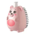 Cute liquid dispensing cleaning brush for shoes and clothes with soft bristles and pink bear design. - Laundry Brush / Pink