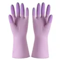 Purple rubber household dishwashing gloves with anti-slip textured grip for kitchen cleaning - L / Lavender Purple