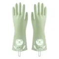 Morandi color dishwashing gloves, waterproof anti-slip household cleaning durable rubber gloves. - S / Green