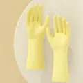 Yellow rubber dishwashing gloves, durable household cleaning gloves with textured grip. - S / Yellow