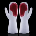 Multi-functional cleaning gloves with silicone bristle palms for kitchen dishwashing and scrubbing. - One Size / Red