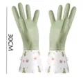 Waterproof PVC household cleaning gloves with long printed cuffs, durable dishwashing gloves. - One Size / Christmas Style