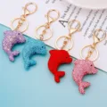 Rhinestone dolphin keychain cute bag charm sparkling crystal key ring for women girls accessories - Random Style