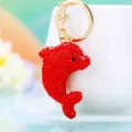 Crystal rhinestone red dolphin keychain cute metal key ring bag pendant car ornament gift - A788 Clay Rhinestone Dolphin Red