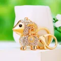 Gold rhinestone sheep keychain cute animal metal bag pendant stylish key ring accessory gift - Lucky White Sheep