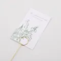 White decorative greeting card with green botanical illustration and metal clip for floral packaging - Style E / 8x13cm 10 Pieces/Pack / Green