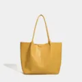 Retro minimalist women's large capacity yellow tote bag, versatile single shoulder commute bag. - Yellow