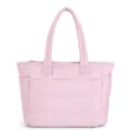 Detailed view of the pink quilted tote bag, featuring a fluffy texture and durable strap. - Bottom Length 35cm Height 26cm Width 15cm / Pink