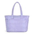 Helles lila Puffer Tote Bag für Damen, großkapazität gesteppte Umhängetasche Laptoptasche. - Bodenlänge 35cm Höhe 26cm Breite 15cm / Lila