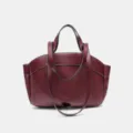 Wine Red Leather Tote Bag for Women Fashion Casual Shoulder Handbag Commuter Large Capacity - 28*11*23 / Purple