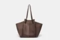Brown suede tote bag for women, large capacity shoulder bag with elegant design. - 27*15*30 / Coffee