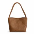 Brown Woven Leather Shoulder Bag Vintage Style Retro Underarm Handbag for Women Variant - Brown