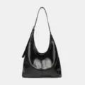 Vintage large-capacity women's shoulder underarm bag, casual black handbag for daily commute. - 34x12x27cm / Black