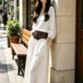Punk style wide waist belt with metal rivets, stylish brown corset accessory for women outfits. - Coffee