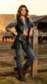 Vintage fringe wide belt, rivet leather waist cincher for western cowboy style outfits. - 105cm / Black