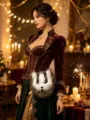 Gotisches Samt-Taille-Zubehör Detail mit pelzigem Tier-Design für Halloween Cosplay Party. - 130cm / Braun