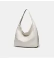 Classic off-white hobo shoulder bag for women, large capacity retro tote and daily handbag. - White