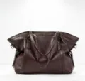 Women vintage large capacity soft PU leather tote shoulder bag casual crossbody handbag. - Coffee