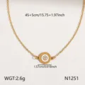 Goldener Titanstahl Halskette Eleganter runder Anhänger Damen Modeschmuck Geschenk - Gedrehter runder Anhänger Halskette [N1251]