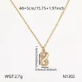 Detailansicht der minimalistischen Strass Ziffer 8 Anhänger Halskette mit genauen Maßen. - Unendlichkeitssymbol weiße Muschel Zirkon Halskette [N1302]
