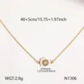 Minimalistische Blumenkette Detail aus Titanstahl, zarte goldene Kette mit weissem Anhänger. - Vintage geschnitzte weiße Muschel Diamant Halskette [N1306]