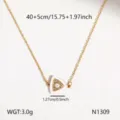 Minimalistische Titanstahl Dreieck Anhänger Halskette mit glänzenden Strass Modeschmuck - Dreieck weiße Muschel Zirkon Halskette [N1309]