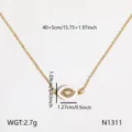 Minimalistische Titanstahl Halskette mit bösem Auge und Maßen. Elegantes Schmuckstück. - Böser Blick Diamant Halskette [N1311]