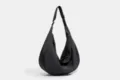 Black large capacity waterproof nylon dumpling bag casual crossbody shoulder bag for everyday use - Black
