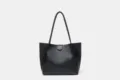 Black pu leather tote bag for women, soft pebble texture casual shoulder bag, daily commute handbag. - 25*8*23 / Black