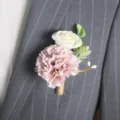 Pink carnation boutonniere artificial flower wedding groom boutonniere wedding floral accessory - Corsage / Pink